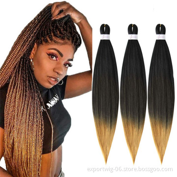 Pre Stretched Braiding Hair Extensions Ombre Easy Braids Hair Hot Water Setting Itch Free 26inch 90g Synthetic Fiber Braid